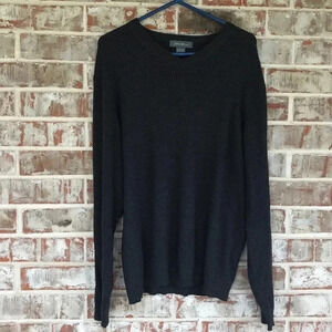Eddie Bauer Gray‎ Ribbed V-neck Wool Sweater